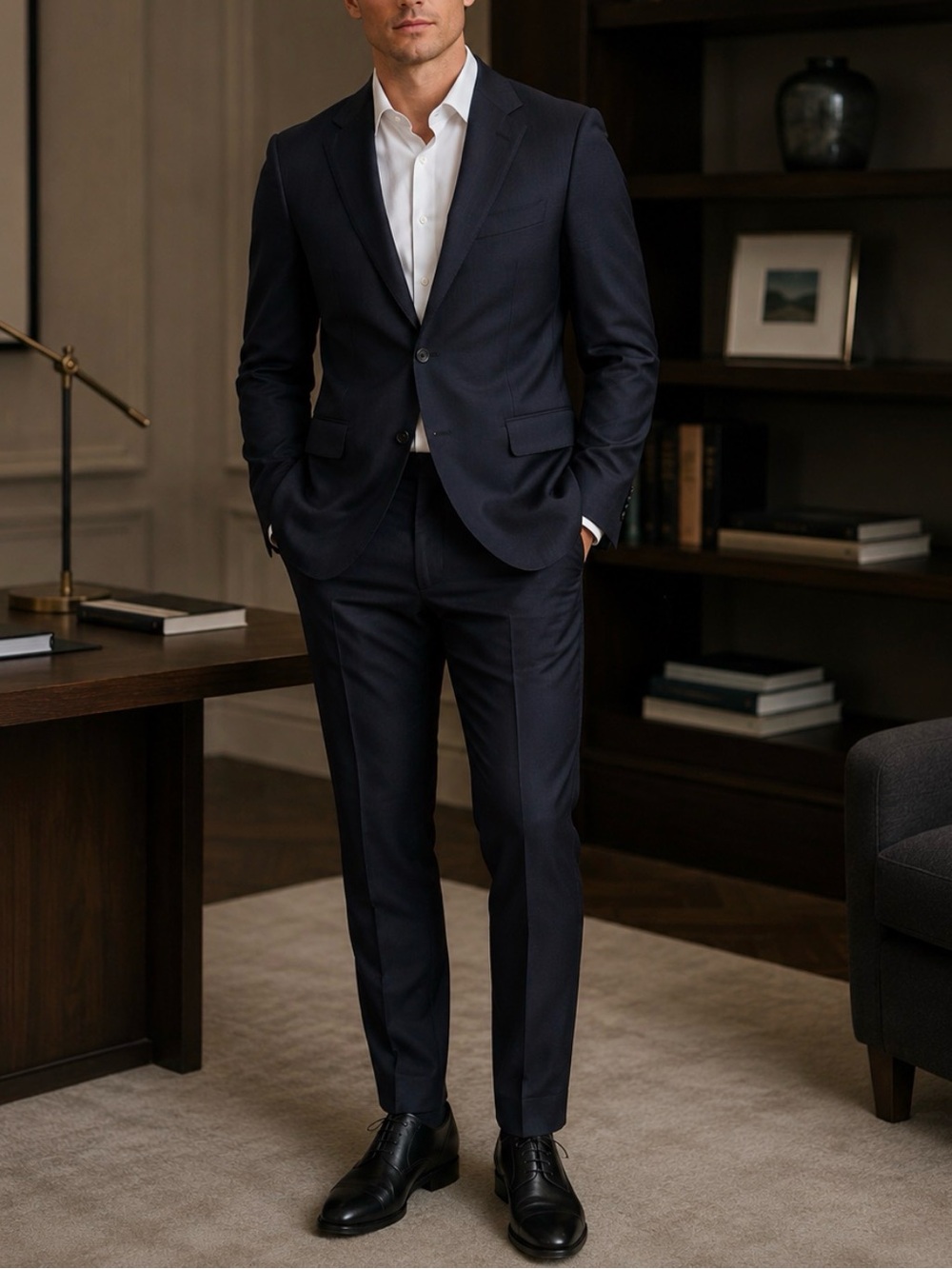 SuitSupply Havana Navy Pure Wool Suit Set
Men’s Size 52 US 42 Brescia Trousers